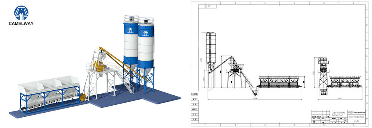 Stationary concrete batching plants drawing