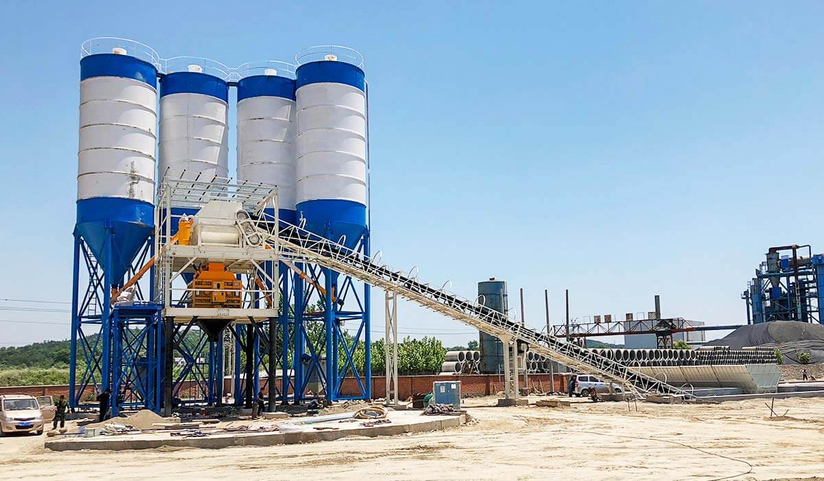 HZS180 concrete batching plant in Mongolia