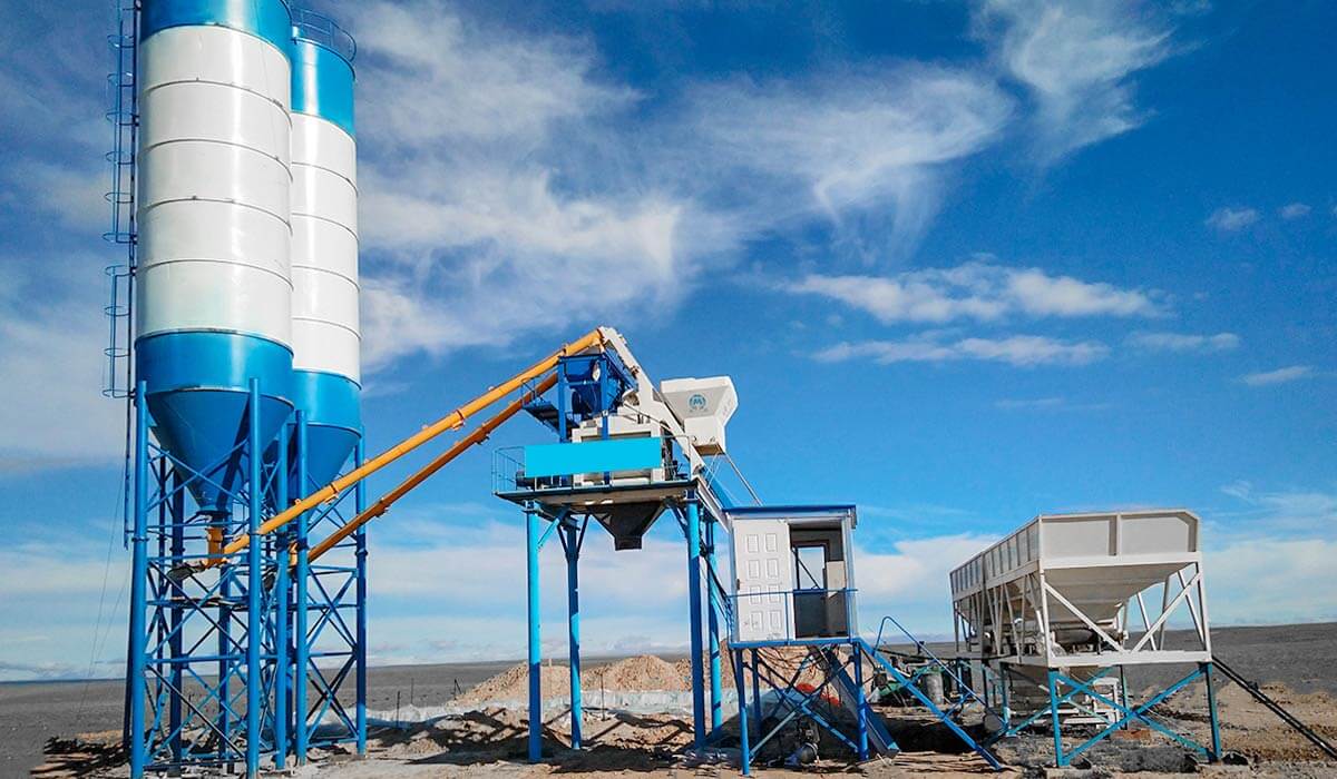 HZS50 concrete batching plant in Pakistan